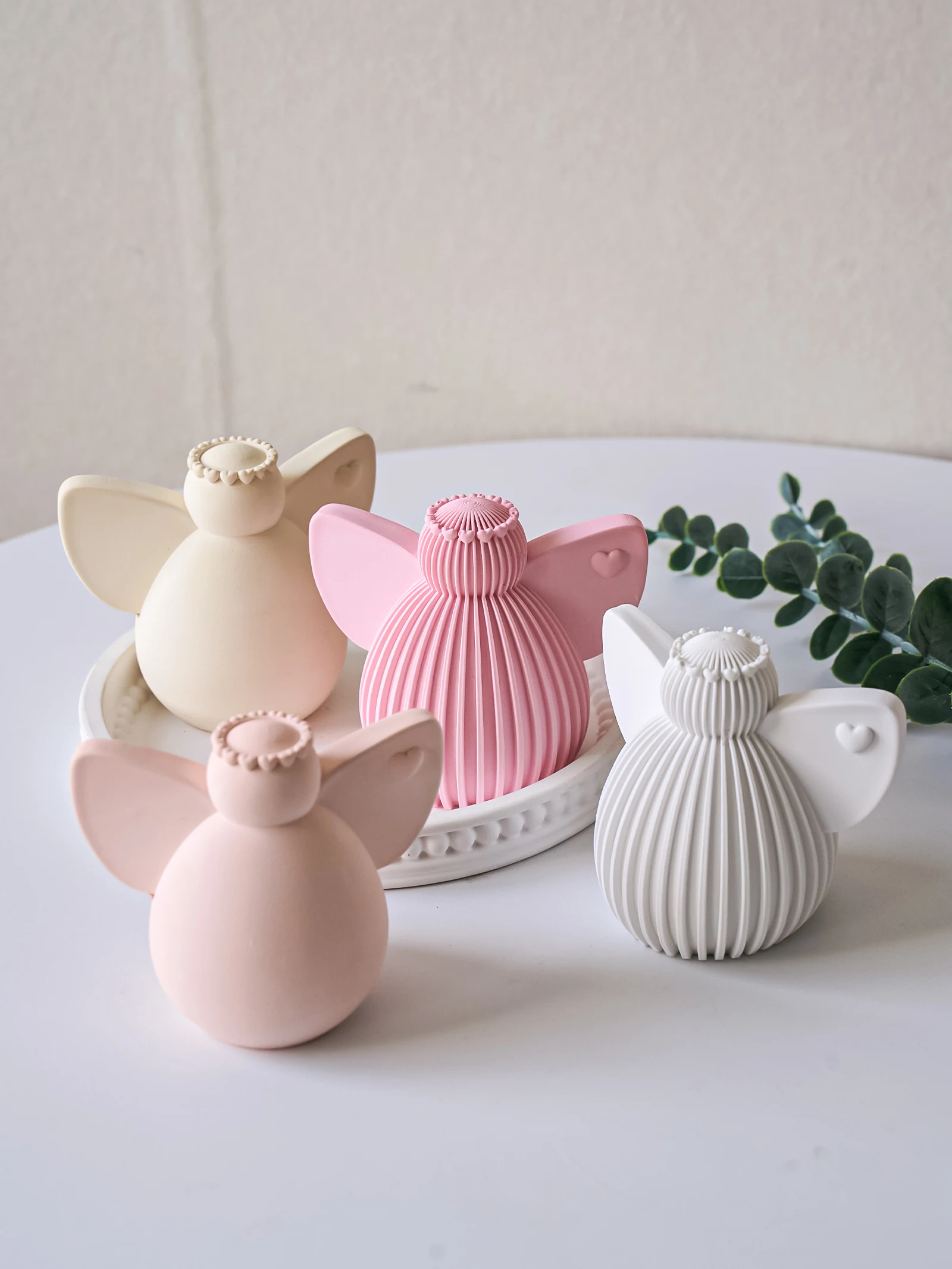 귀여운 천사 실리콘 몰드 DIY 크리스마스 화환을 쓴 천사 양초 비누 몰드 레진 석고 공예 몰드 홈 데코 크리스마스 선물
