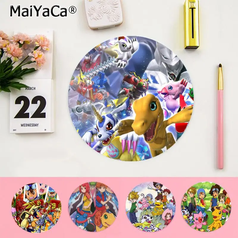 

Digital Monster Digimon Mousepad Round Custom Skin Office Computer Keyboard Big Mouse Laptop Cushion Non-slip Gamer Mousemat