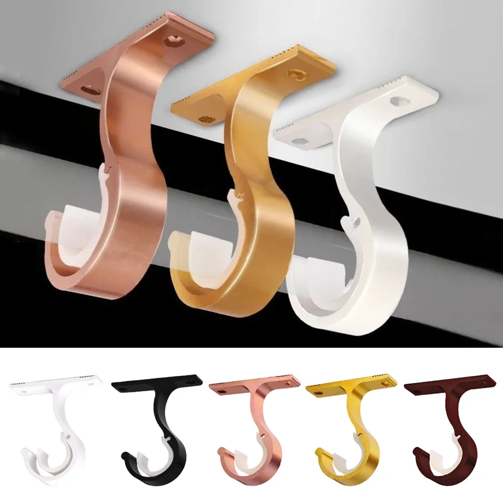 Description Picture 2 of itemCurtain Rods Bracket Hanger Hook Rod Support Clamp Crossbar Fixing Clip Wall Hooks Organizer Rails Rack Home Storage