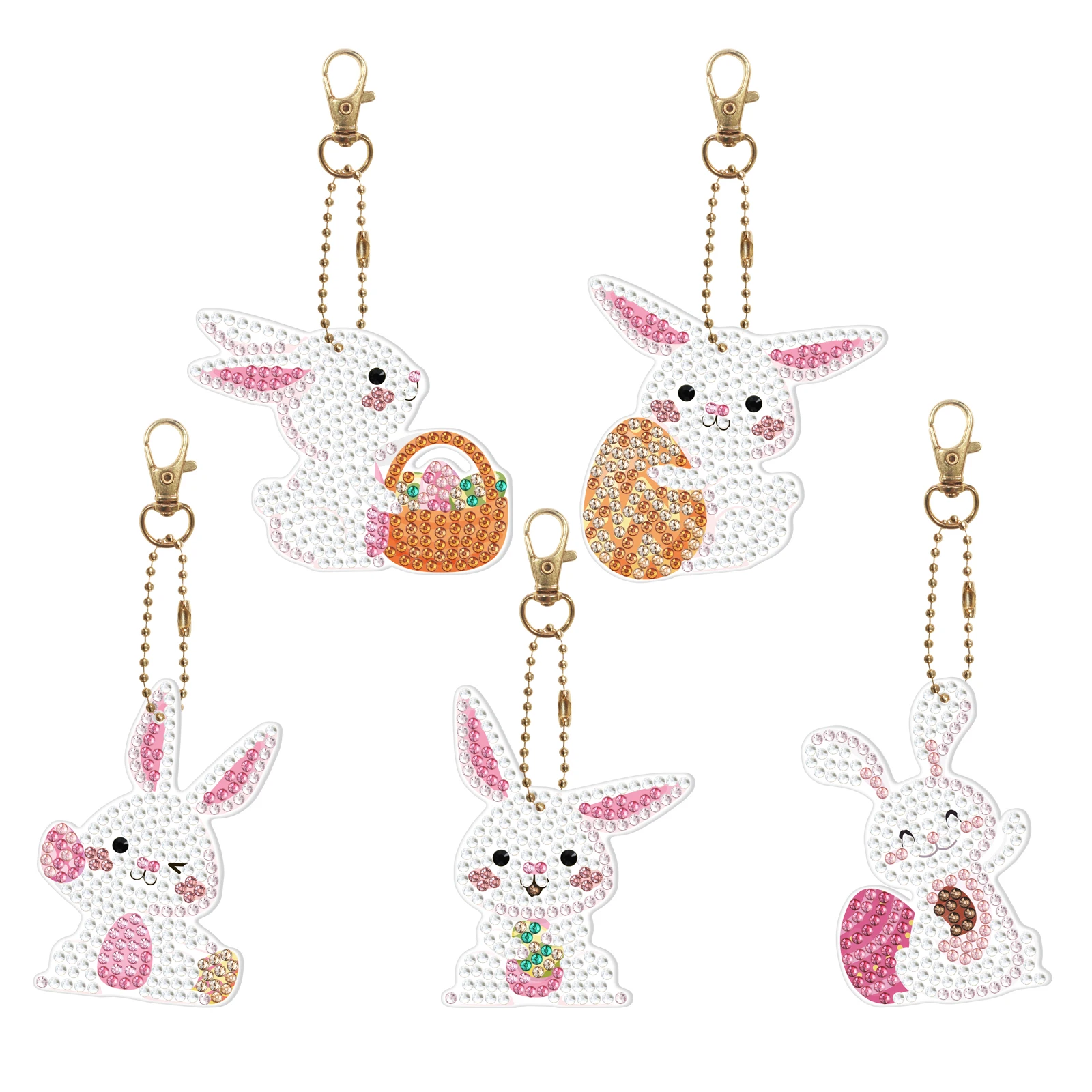 New Keychain 5D Diamond Painting Embroidery Keychain DIY Cartoon Animal Bouquet Keychain Single Sided Point Drill Pendant Gift 