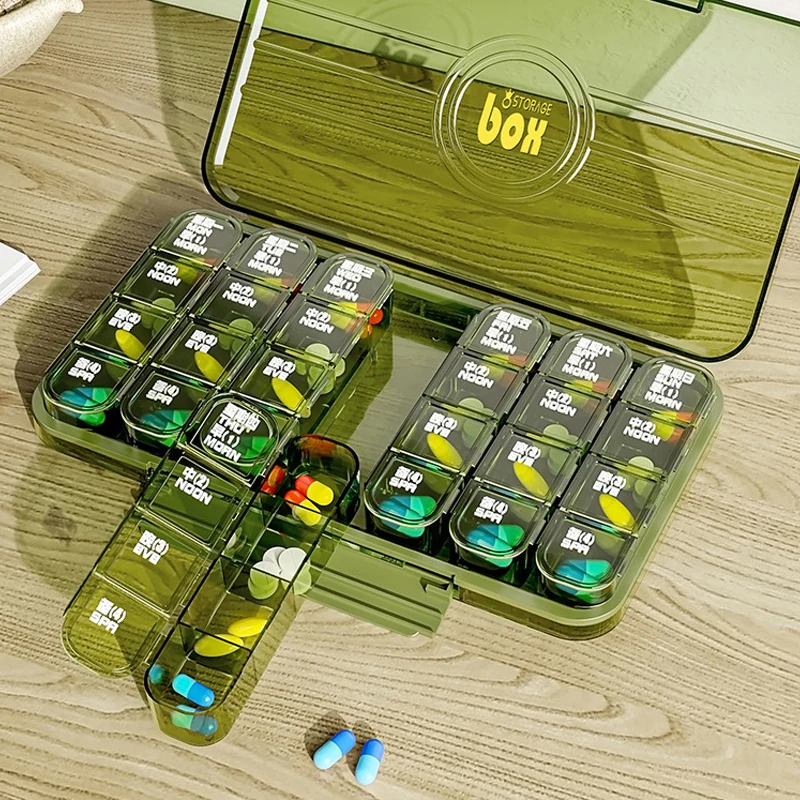 Weekly Pill Case Organizer 4 Times A Day Portable Travel Pill Box