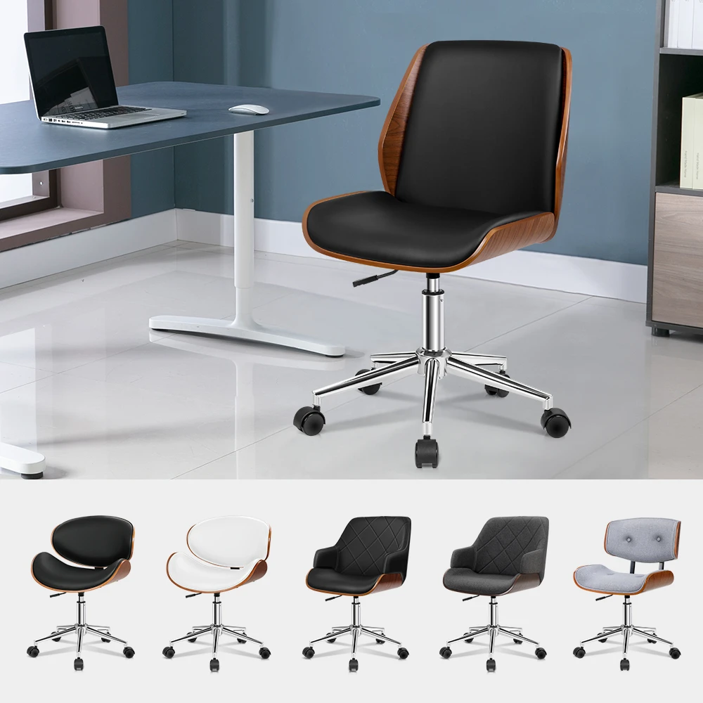 Alfordson Wooden Office Chair Computer Chairs Home Seat Pu Leather