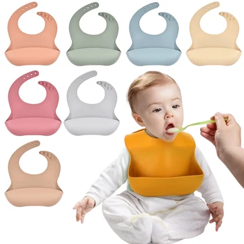 Baby Silicone Waterproof Adjustable Bib with Pocket 1