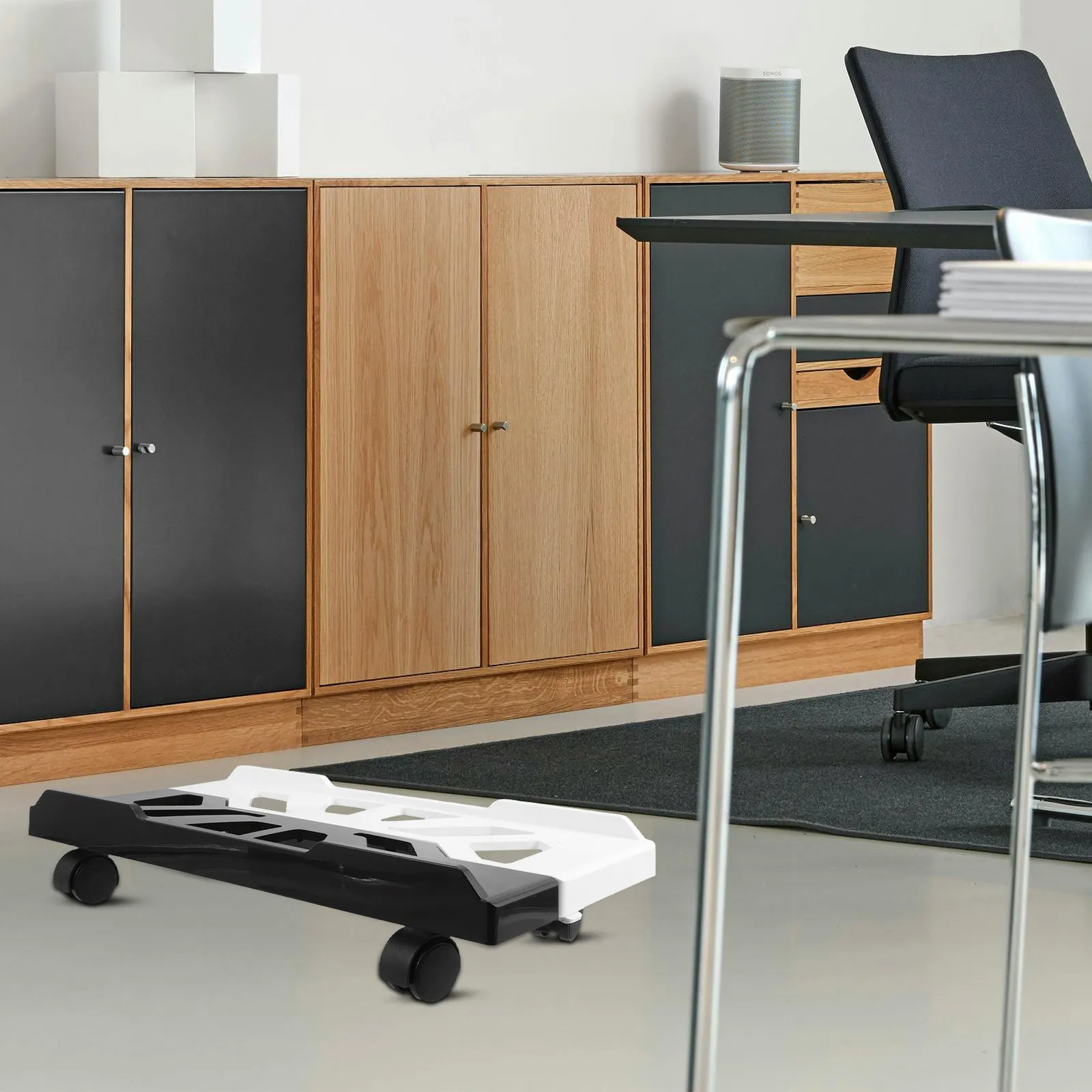 조절 가능한 이동식 컴퓨터 타워 스탠드, 롤링 캐스터, 확장 가능한 안정적인 PC 플로어 카트, 공간 절약형 게임용 사무실 CPU 홀더