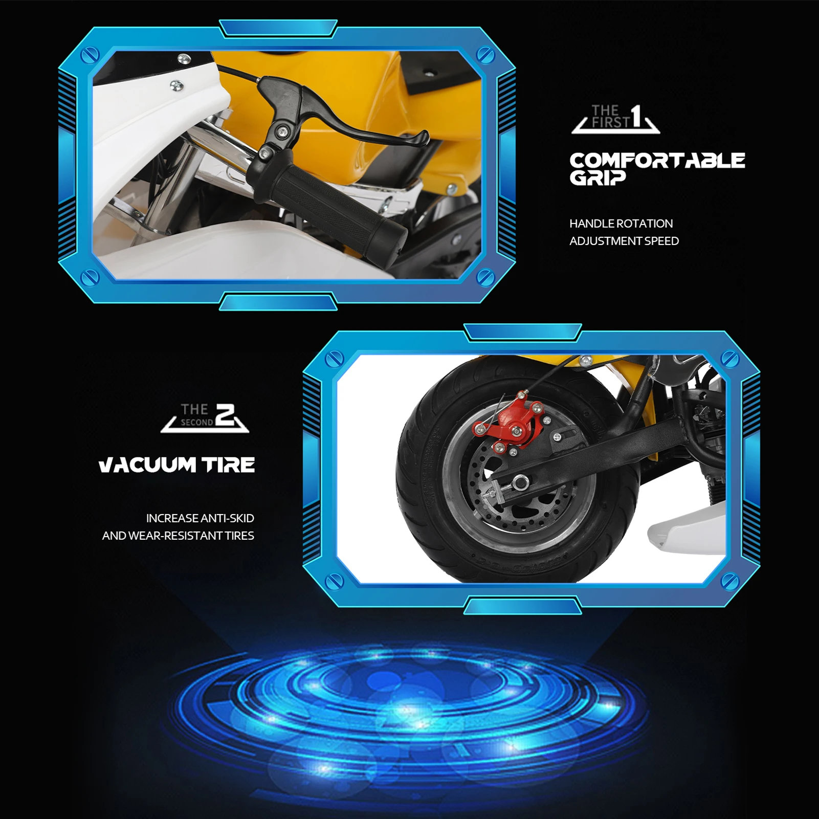 49cc 2 Stroke Pocket Bike, Mini Motorcycle for Kids, Gas Pocket Motorbike with Strong Dual Brake, Racing Max Speed 20Mph