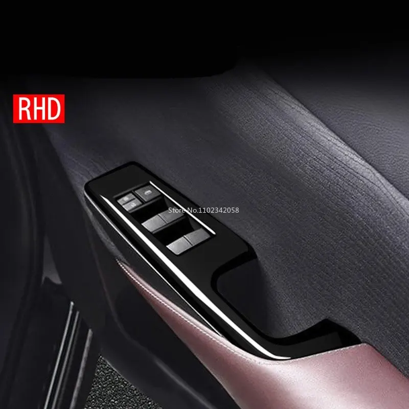 

RHD для Toyota Corwn 2018-2021 ABS углеродный черный подлокотник для двери и окна подъемник стеклянная панель Крышка управления интерьерные аксессуары