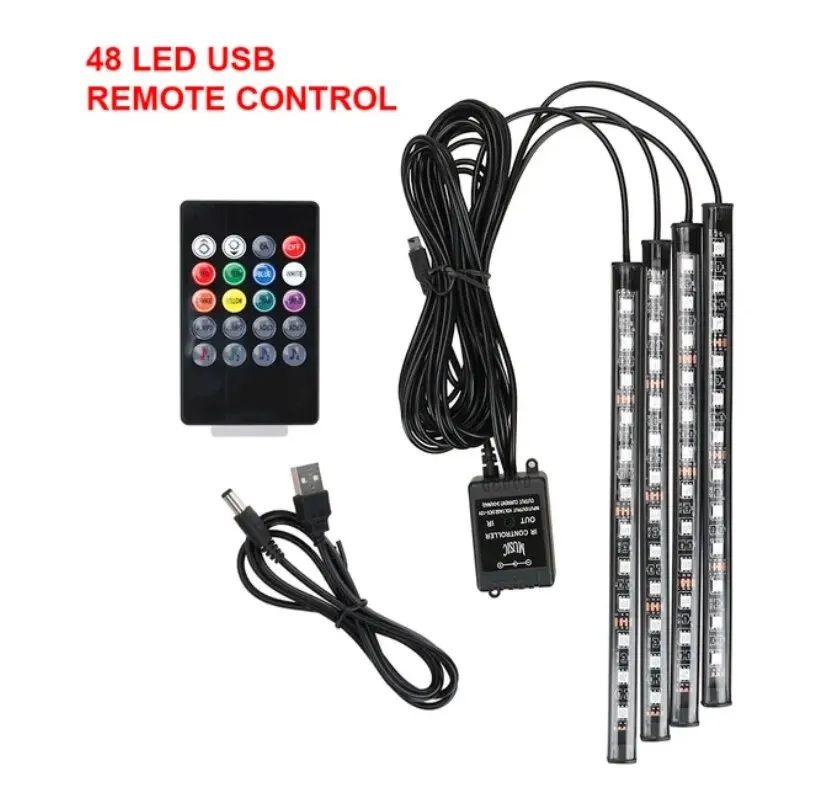 Multicolor LED Interior Ambient Light Strips for Cars - Decorative Automobile Atmosphere Lamps