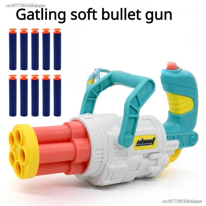 

Gatling Soft Bullet Hand Crank Gun Machine Fire A Weapon Rapidly Consecutive Gun Eva Bullets With Suction Shooting Children Gift