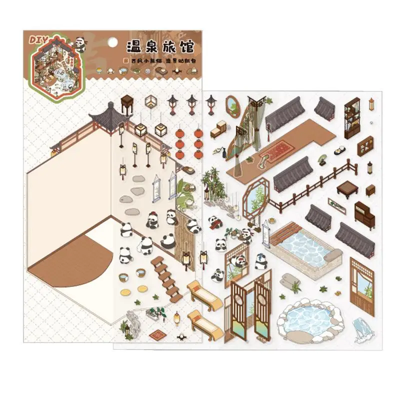 3D House Scene Stickers Funny Miniature Scene Decal Holiday Decals For Phone Cases Laptops And Notebooks