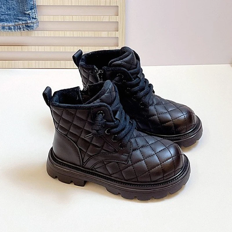 가을 겨울 어린이 부츠 따뜻한 플러시 소년 소녀 부츠 패션 클리스 어린이 캐주얼 신발 소년 소녀 부츠