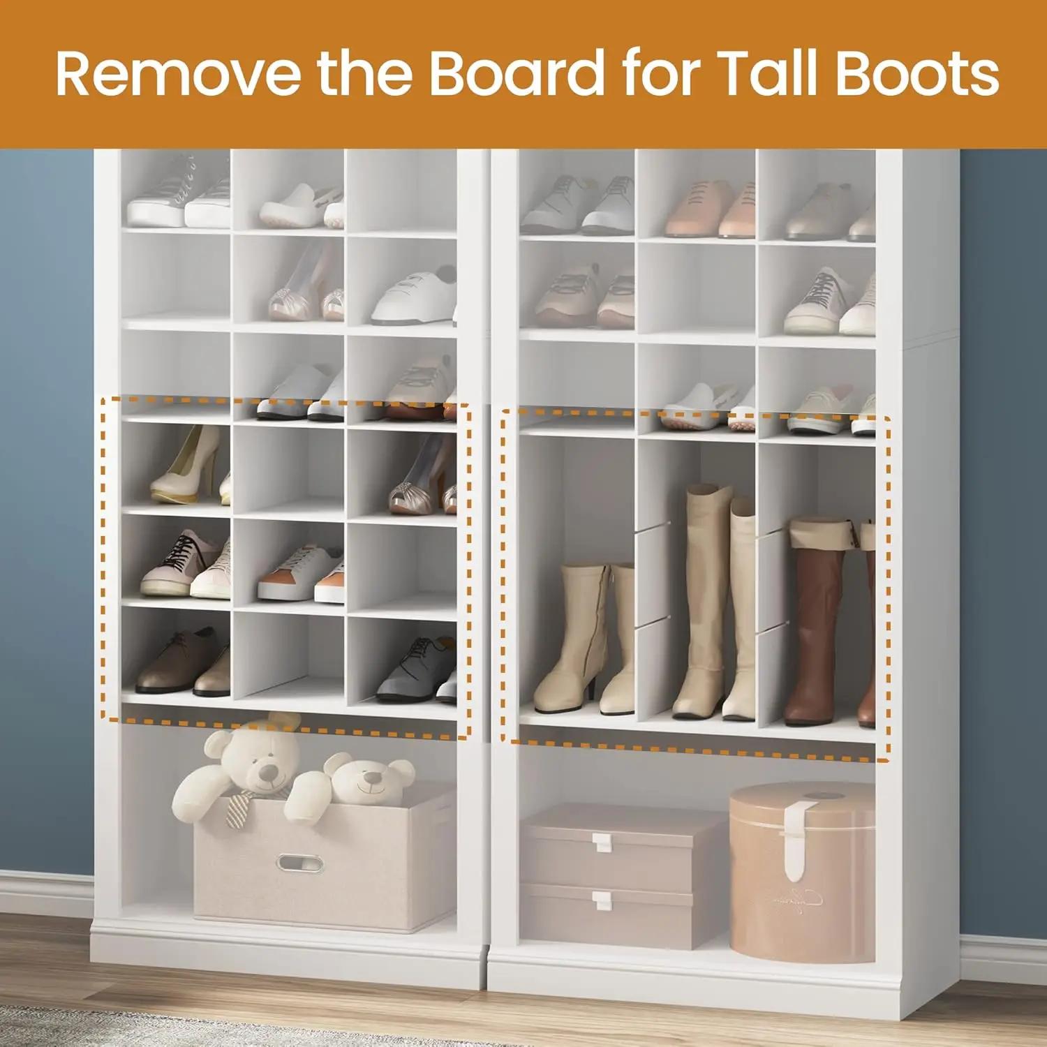 11-Tier  Cabinet, Free Standing Closet Organizers and Storage with 31 Open Cubbie, Space Saving Shoe Rack for Entryway, Bedroom 4