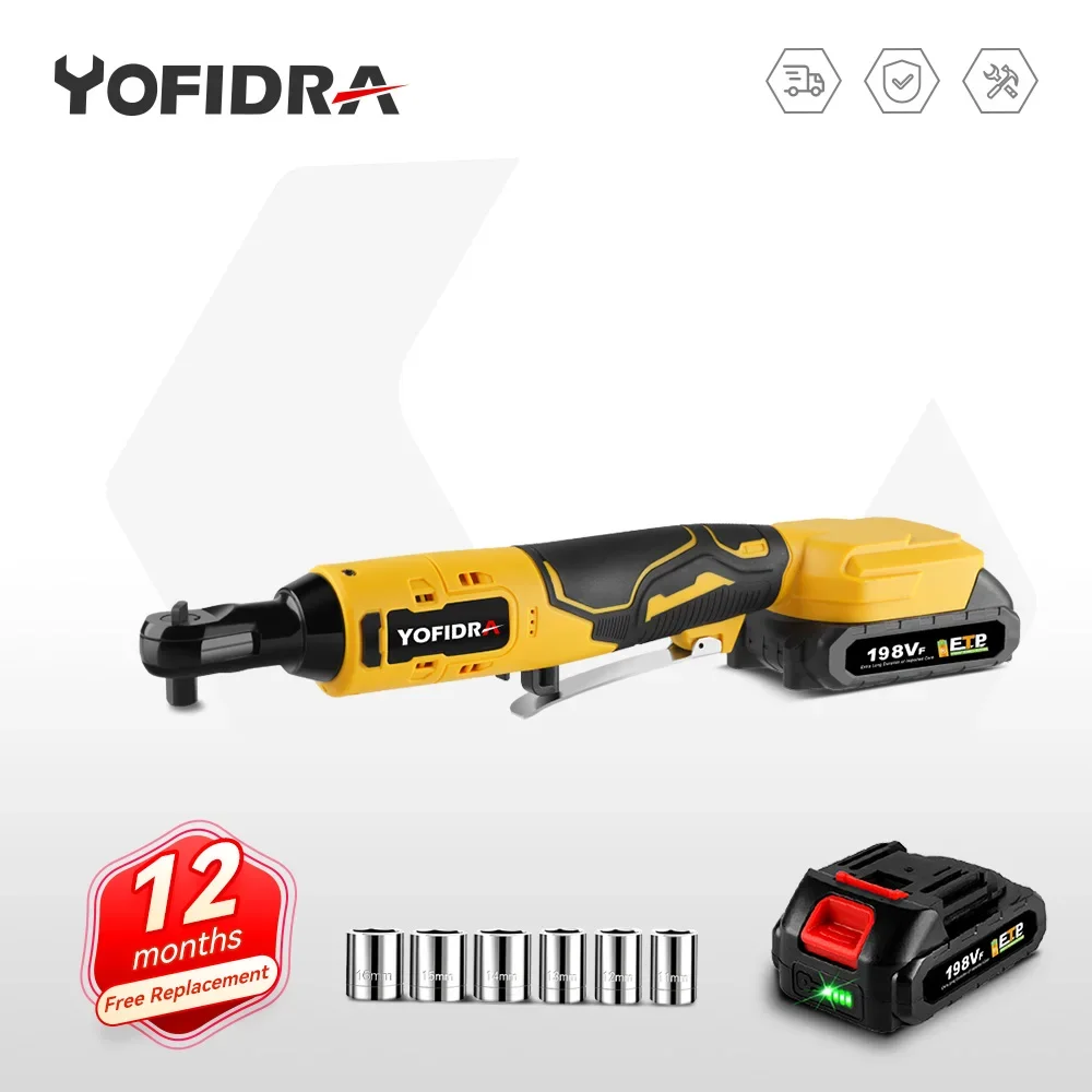 

Yofidra 3/8'' 200N.M Electric Ratchet Wrench Cordless Rechargeable Removal Screw Nut Car Repair Power Tool For Makita 18VBattery