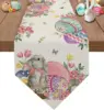 Bunny Eggs Flower Tulip Easter Linen Table Runners Dresser Scarf Table Decor Washable Kitchen Dining Coffee Table Runners Decor 1
