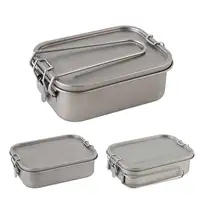 800ml/1200ml Healthy Titanium Alloy Portable Bento Dinner Box Leak-Proof Lunch Box Rectangle Food Storage Containers TitaniumBox 1