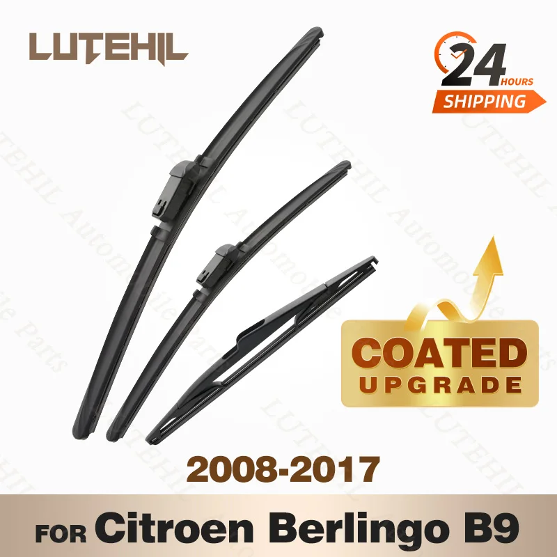 LUTEHIL's Silicone Front & Rear Wiper Set For Citroen Berlingo B9 2008 - 2017 2009 2010 coated windshield wiper blade 26"16"14"