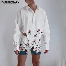 

INCERUN Men Irregular Hem Long Sleeve Shirt Shorts Two Pieces Sets Casual Long Sleeve Fashion Shirts Pants Clothing Suits S-5XL