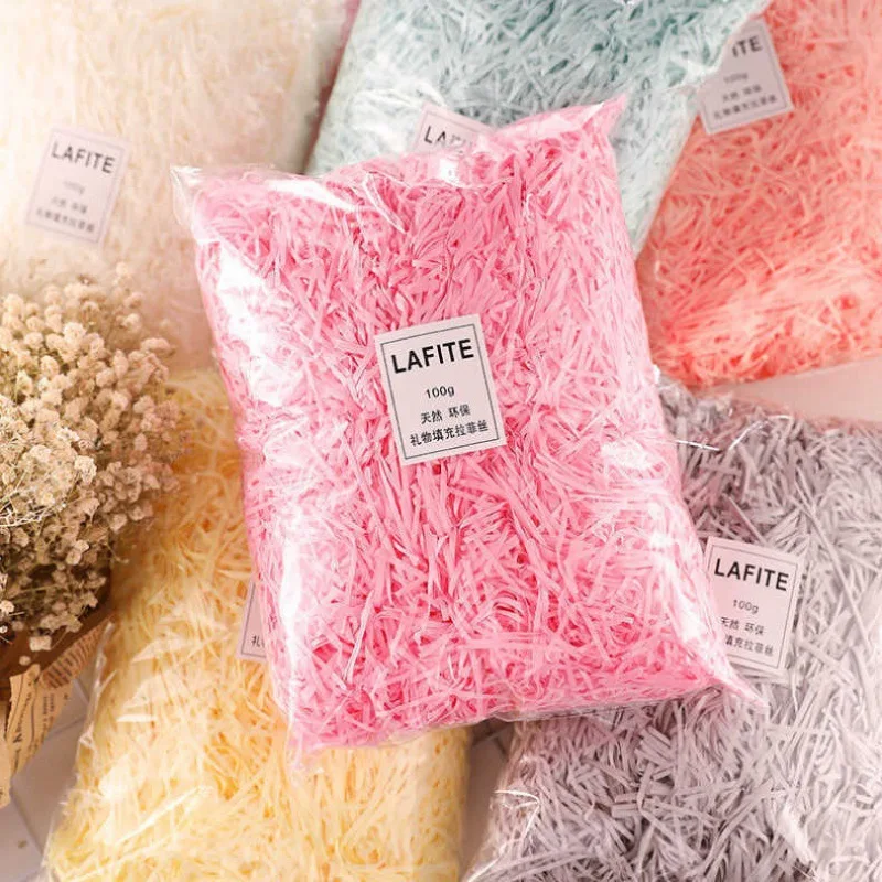 Gift Box Filler 100g Colorful Raffia Shredded Paper Confetti Candy Boxes DIY Gift Box Filling Material Tissue Party Gift Packaging
