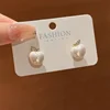 New Inlaid Rhinestone Pearl Creative Stylish Apple Earrings For Women Sweet Simple Studs Fashion Jewelry Party Gift 1