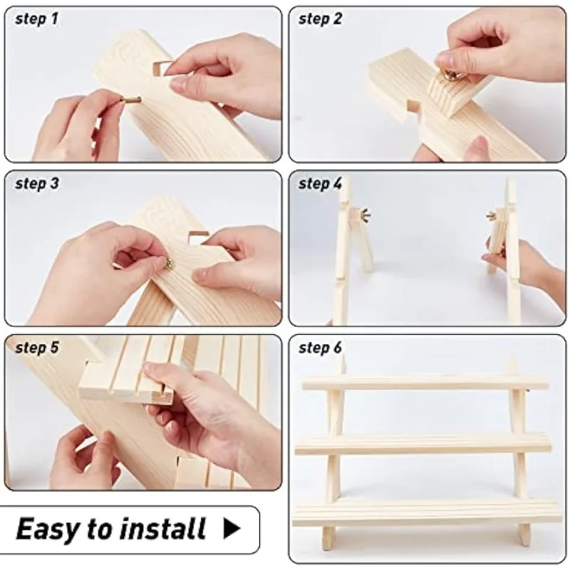 3-Tier Log Retail Earring Display Riser Earring & Ring Holder Detachable Unfinished Wood Retail Jewelry Card Display Stand jewelry box,jewelry accessories