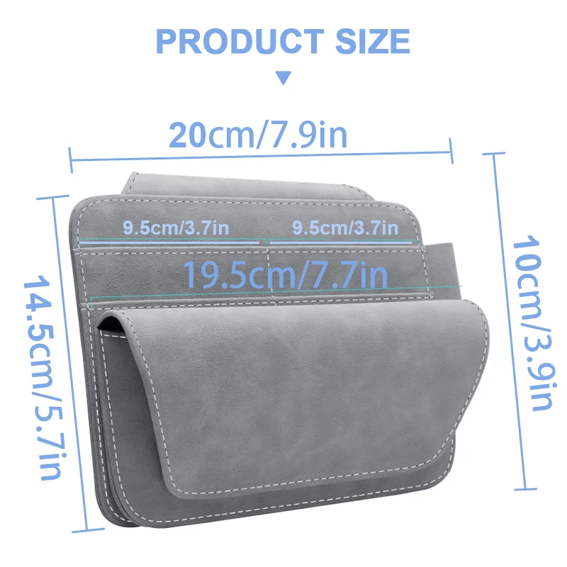 Suede Car Sun Visor Organizer with Glasses Holder