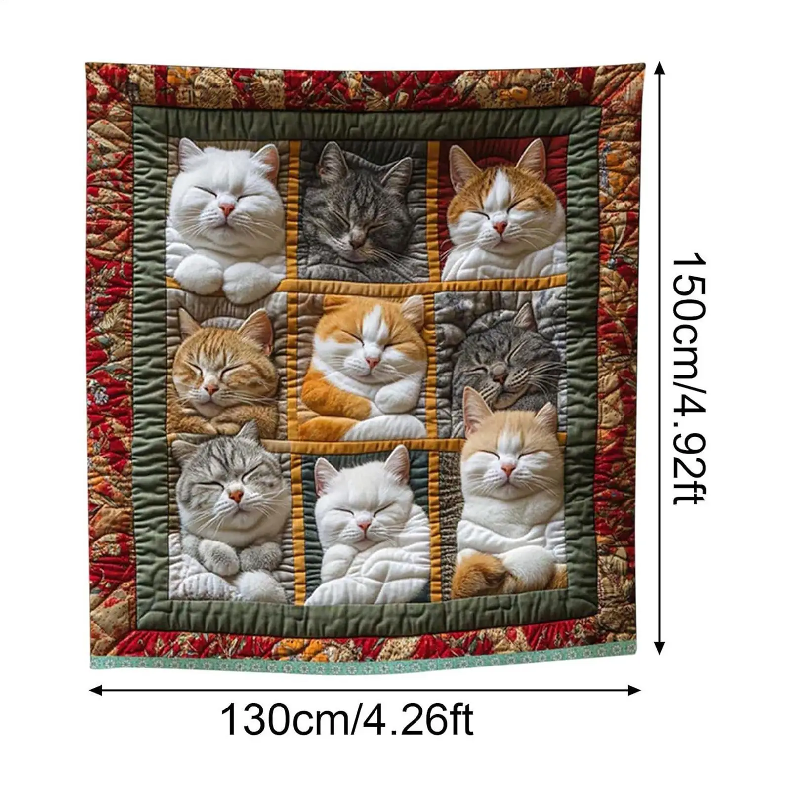 Sofa Blankets Adorable Warm Cat Print Pattern Flannel Throw Blankets for Sofa Couch Living Room Kitchen Bedroom Chair Car Bed - 6