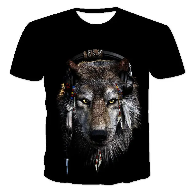 Summer New Wolf Shirt Wolves Shirts Wild Animal 3d Printed Graphic T-shirt Fashion Oversized Male Short Sleeve O-neck Leisuretop cotton shirts