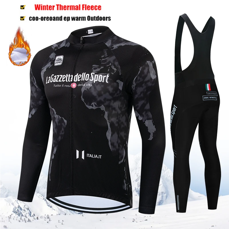 Winter Tour De Italy D'ITALIA Cycling Clothes Men's Blouse Uniform Costume Bike Fleece Jersey Sports Set Bicycle Clothing 2026