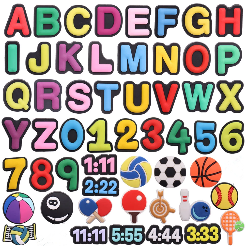 

1Pcs PVC Sports Basketball Multicolor Numbers Kids Charms Buckle Clog Alphabet Shoes Decorations Fit Holiday Gift