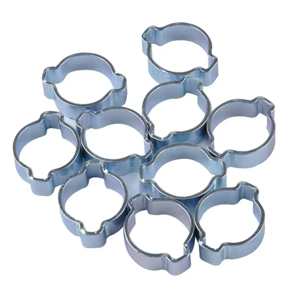

10PCS Double Clips Pipe Tube Clamps Stainless Steel Petrol Air Water Fuse Hose Steel Clip 15-18mm