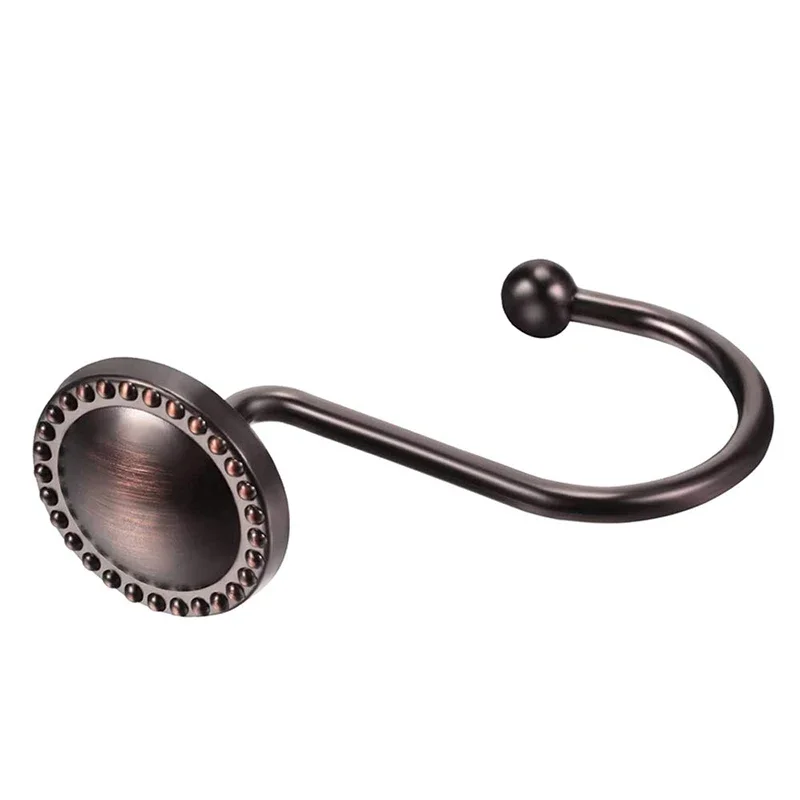 12PCS Antique Decorative Shower Curtain Hooks Rustproof Oil Rubbed Bronze Curtain Ring for Bathroom Curtains Rod