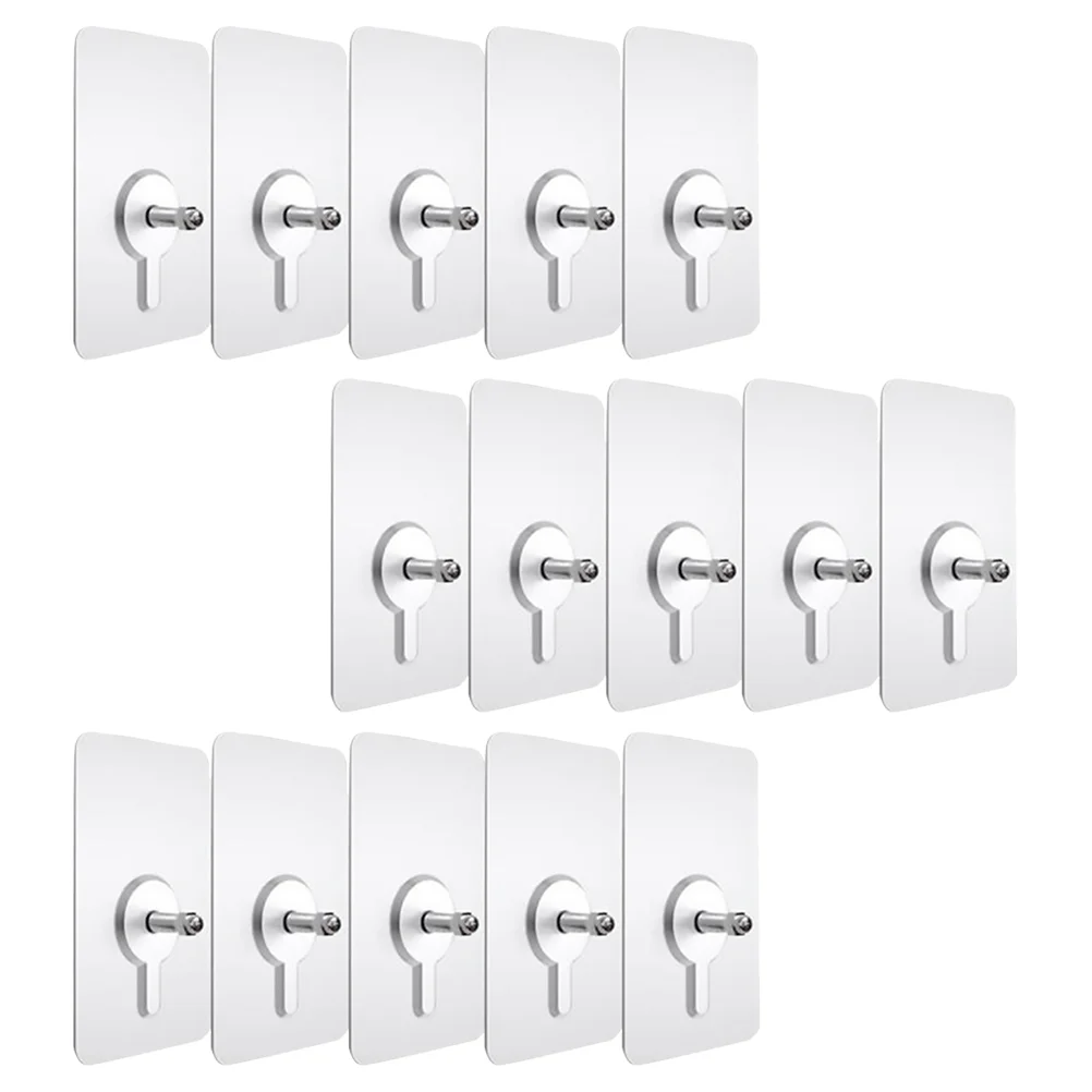 

20Pcs Adhesive Wall Hooks Transparent Reusable Seamless Hooks Waterproof Traceless Nail Free Utility Hooks Sticky Hangers for