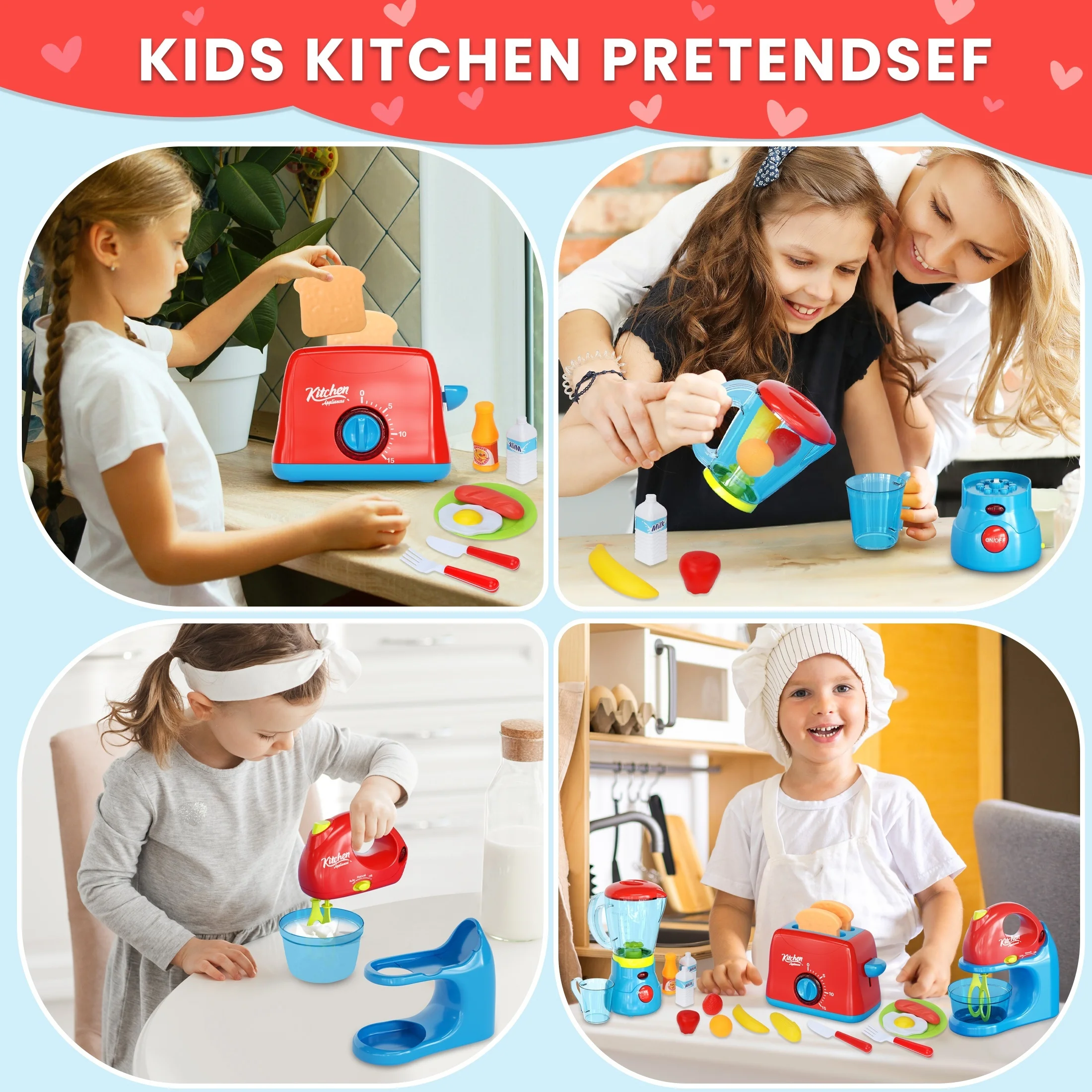 Kitchen Appliances Accessories Playhouse Toys Juicer Blender Toaster Pretend to Play Interactive Learning Games with Sound pretend kitchen toys,kitchen toys,educational toys