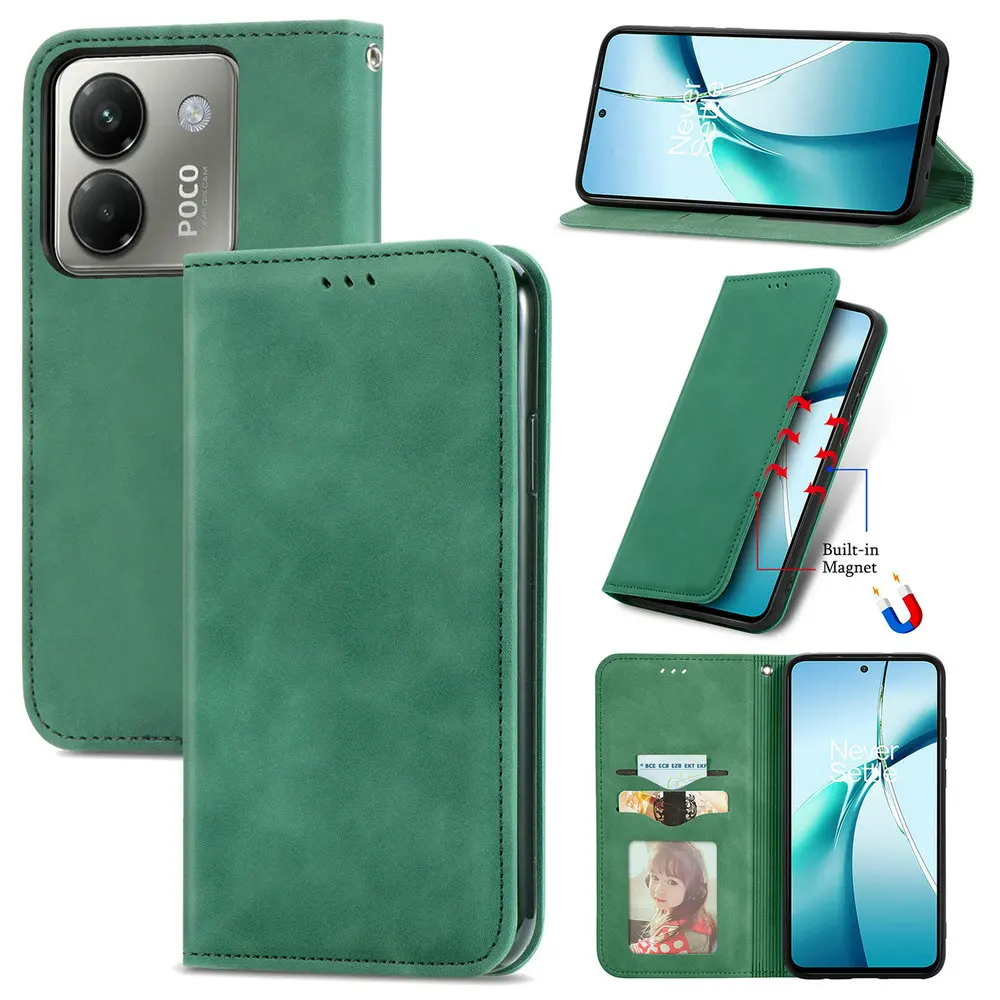 Luxury Magnetic Leather Wallet Case - Smooth Flip Cover