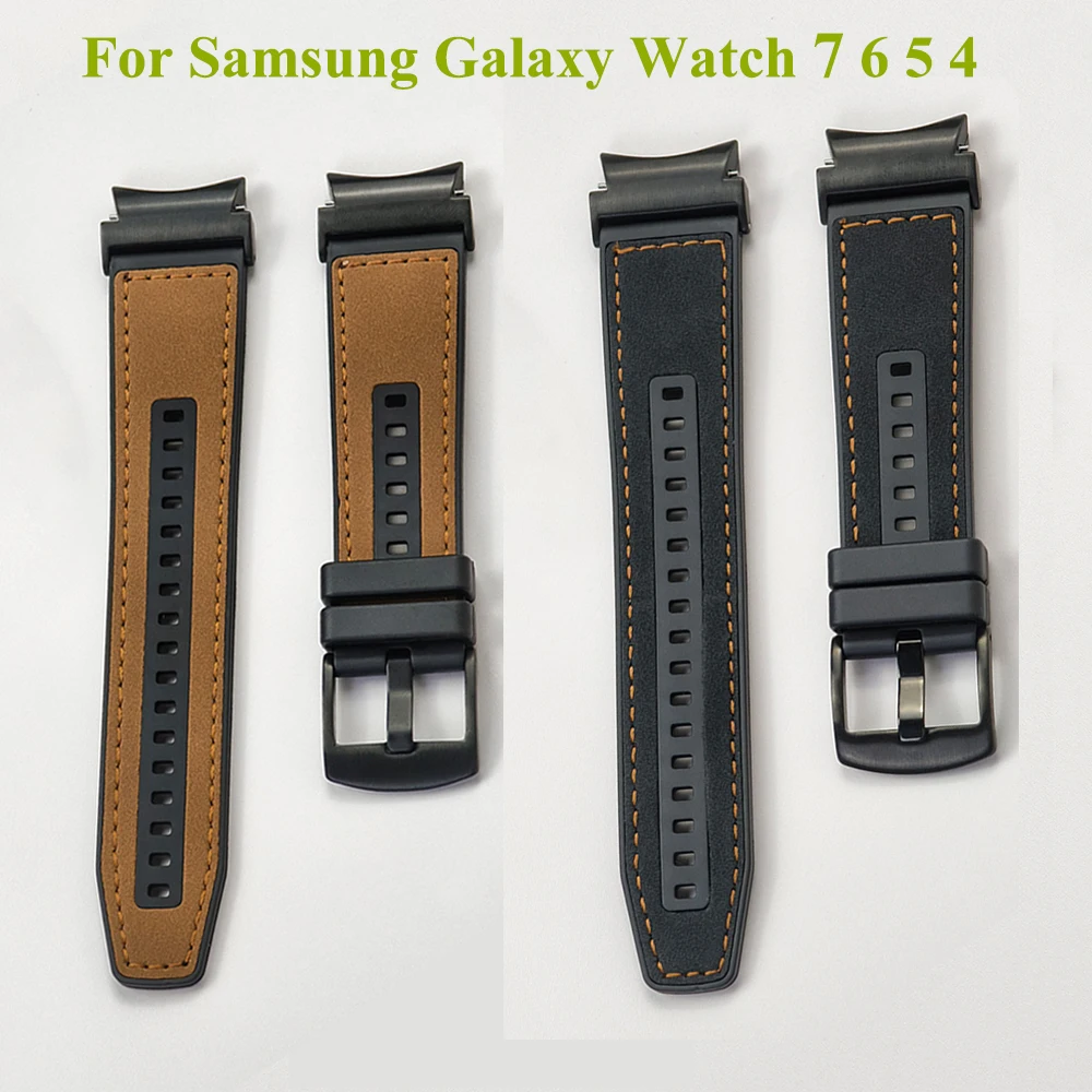 Premium Dual Material Strap for Smartwatches - Silicone & Leather Bracelet