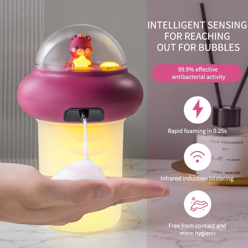 

Automatic Foam Soap Dispenser Cute Bear Hand Washing USB Household Children Waterproof Hand Bubble Infrared Smart Soap Dispenser
