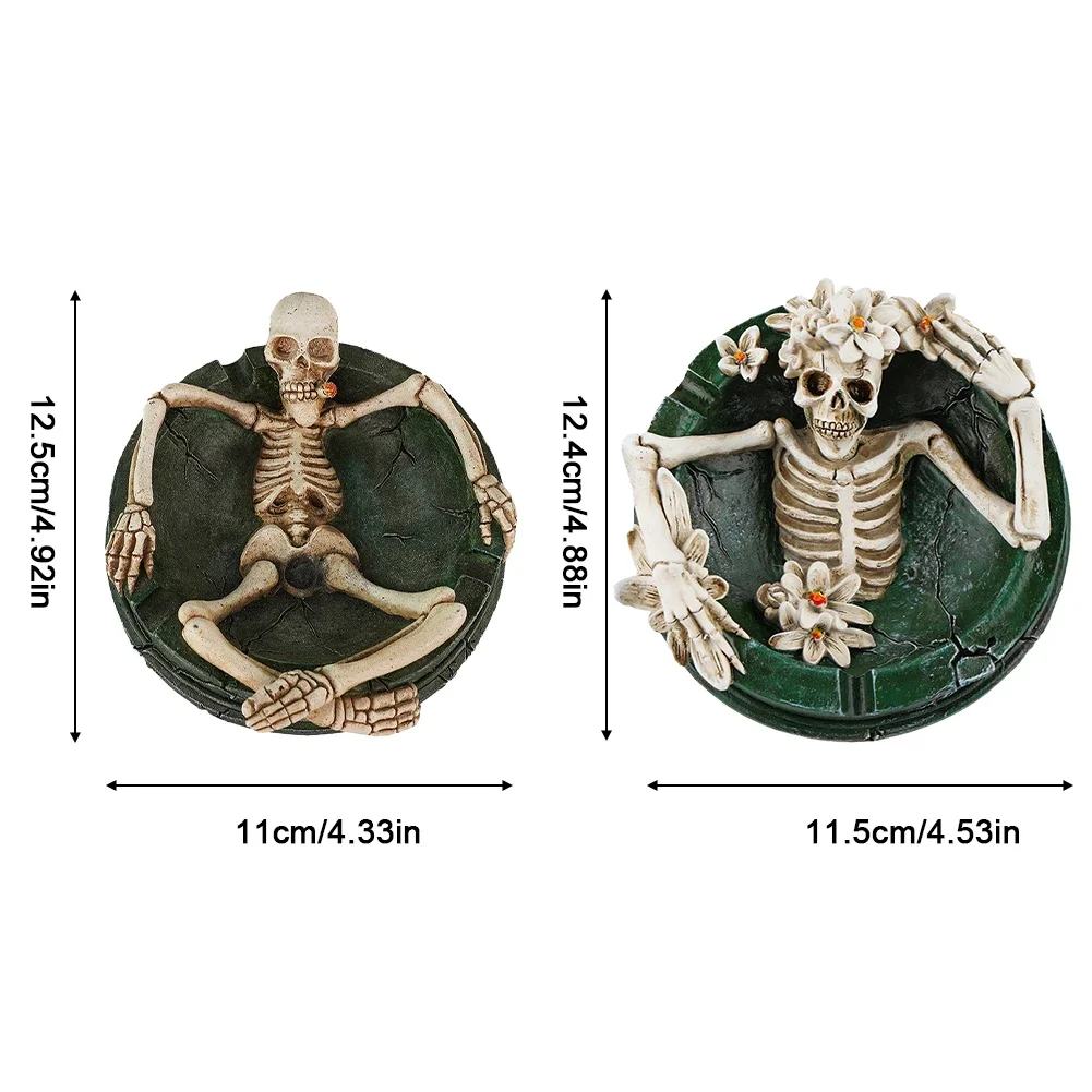 Halloween Creative Skull Ashtray Ash Holder Spooky Skeleton Storage Tray Desktop Decoration Skeleton Ornament Room Decor Gift