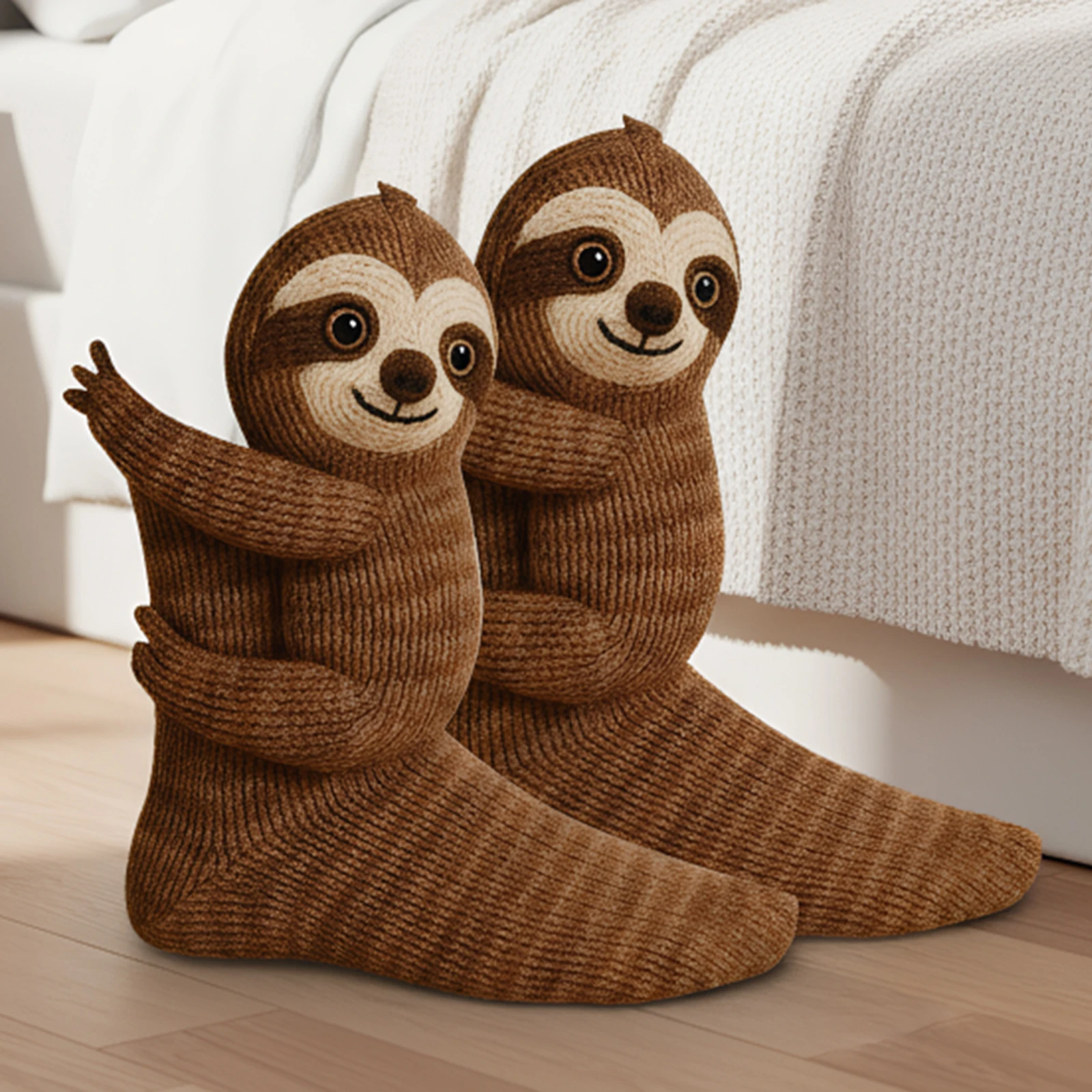 3D Knitted Cute Animal Socks Novelty Koala Cat Sloth Hug Sock Handmade Crocheted Warm Socks Funny Santa Stockings Christmas Gift