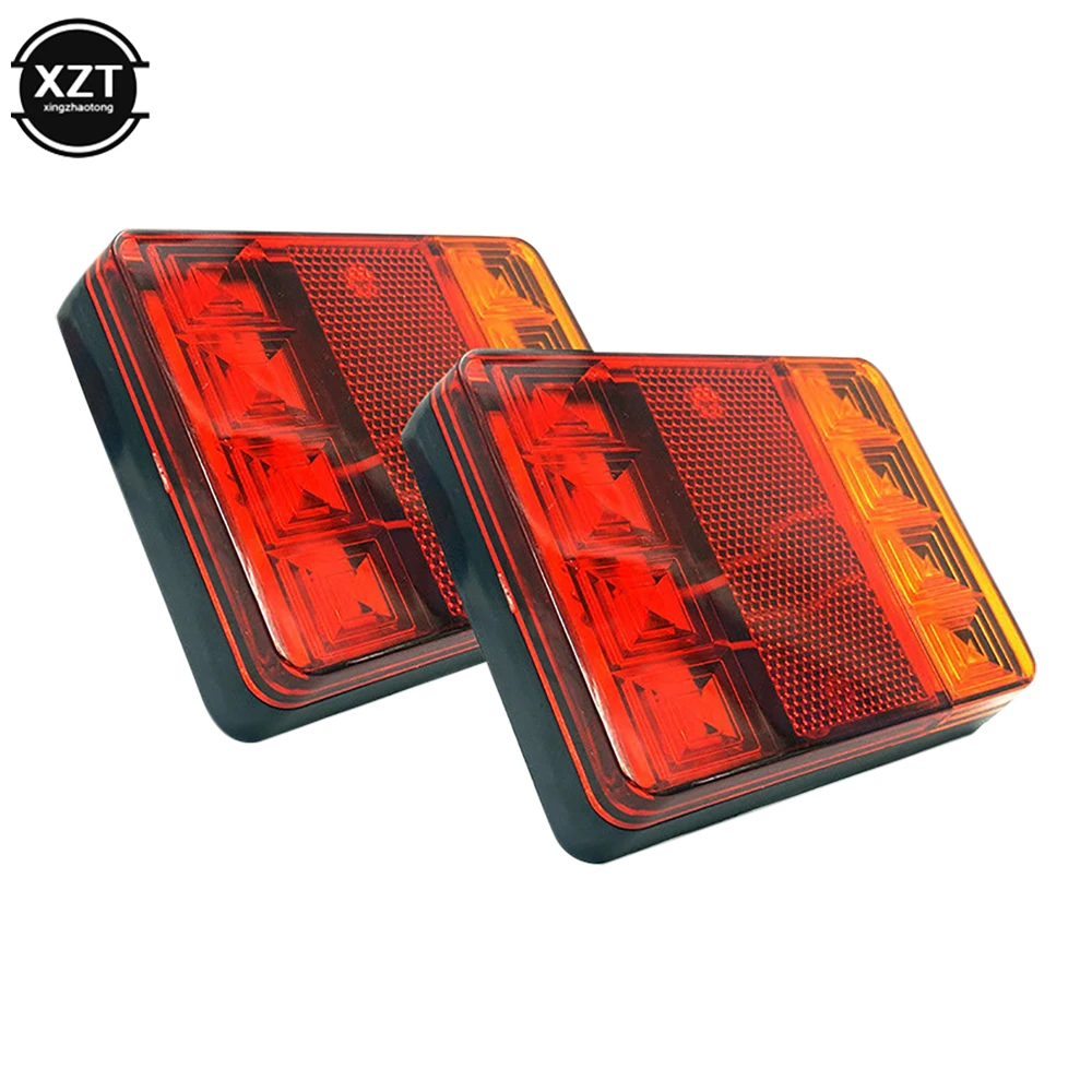 8 LED Trailer Tail Lights Lorry Brake Rear Side Waterproof Lamp Indicator Turn Signal 2PCS for Truck Caravan Van Boat 12V 24V