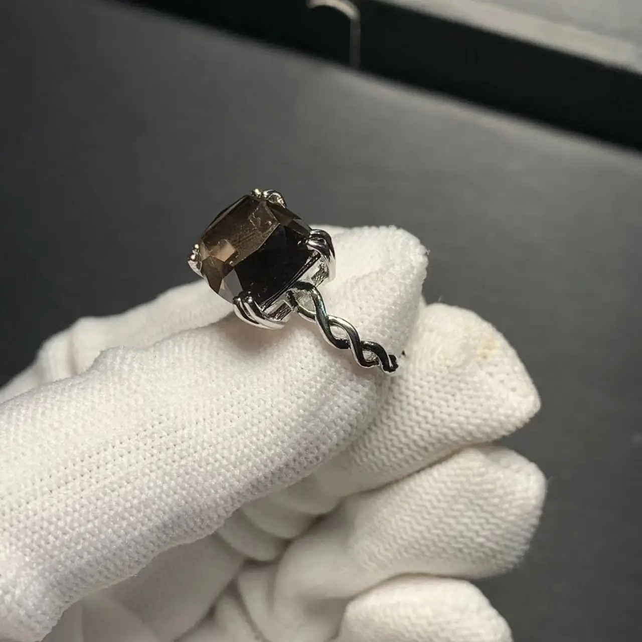 MM Natural Smoky Quartz Ring Adjustable Female Ring Jewelry for Women Gift Wholesale High Quality Vintage Fine