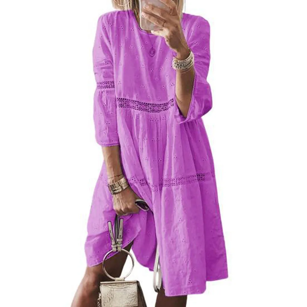 Women Knee Length Loose Beachwear Dress