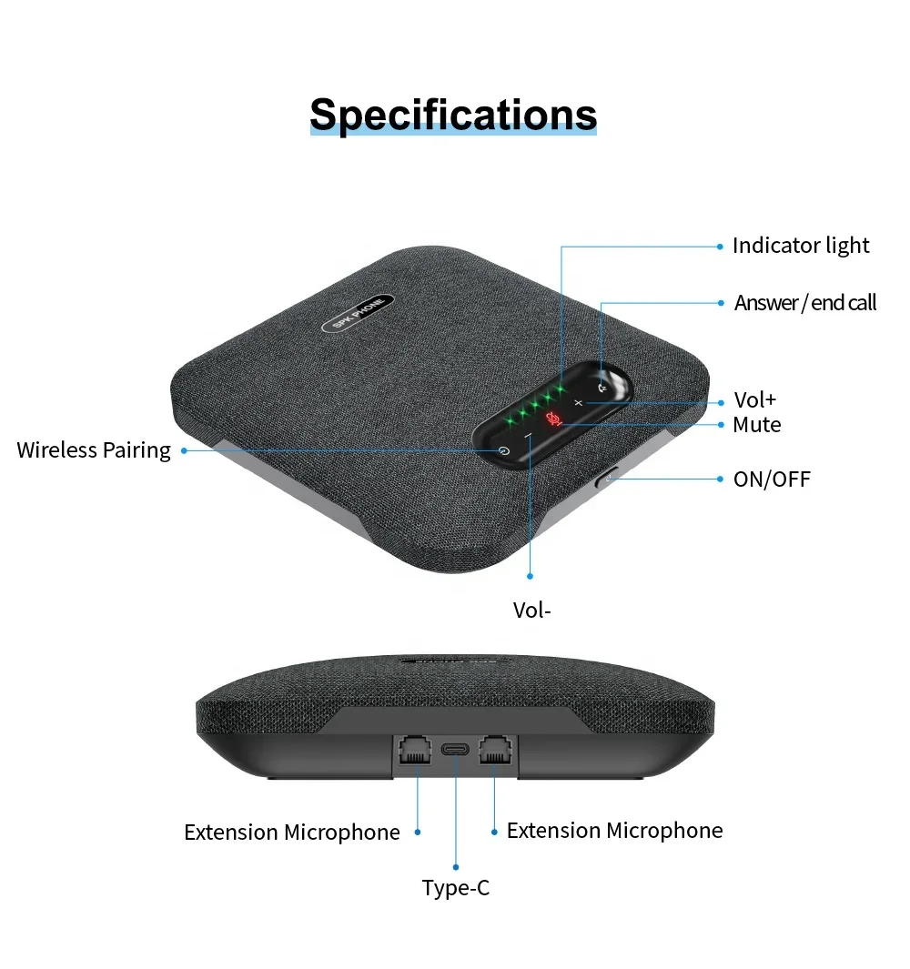 USB wired extension cascade wireless speakerphone conference microphone audio conference system