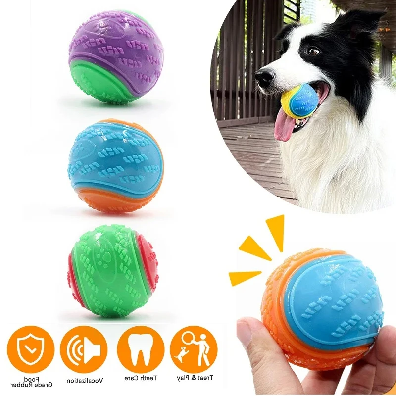 Dog Interactive Ball Soft TPR Toy for Dog Interactive Training Dog Ball Pet Teeth Cleaning Bite Resistance Ball Toy Random Color 2