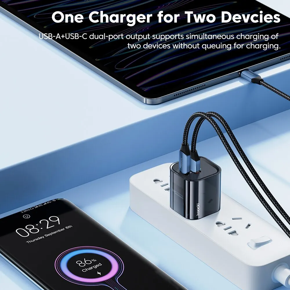 Toocki GaN USB Type C Charger Portable High Speed Charger for iPhone Xiaomi 13 Oneplus Realme PD3.0 QC3.0 PPS Cell Mobile Phone Best Sellers In Phones Accessories