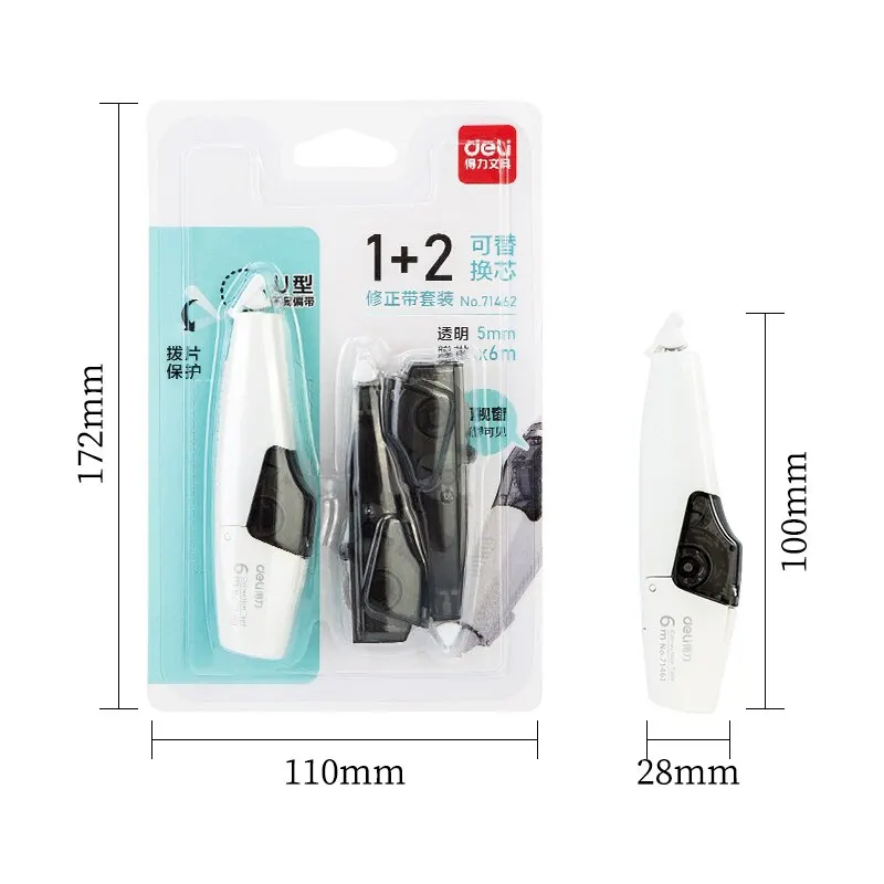 Deli Push Type Correction Tape Replaceable Core Correction Modification Female High Beauty Altered Stationery Supplies