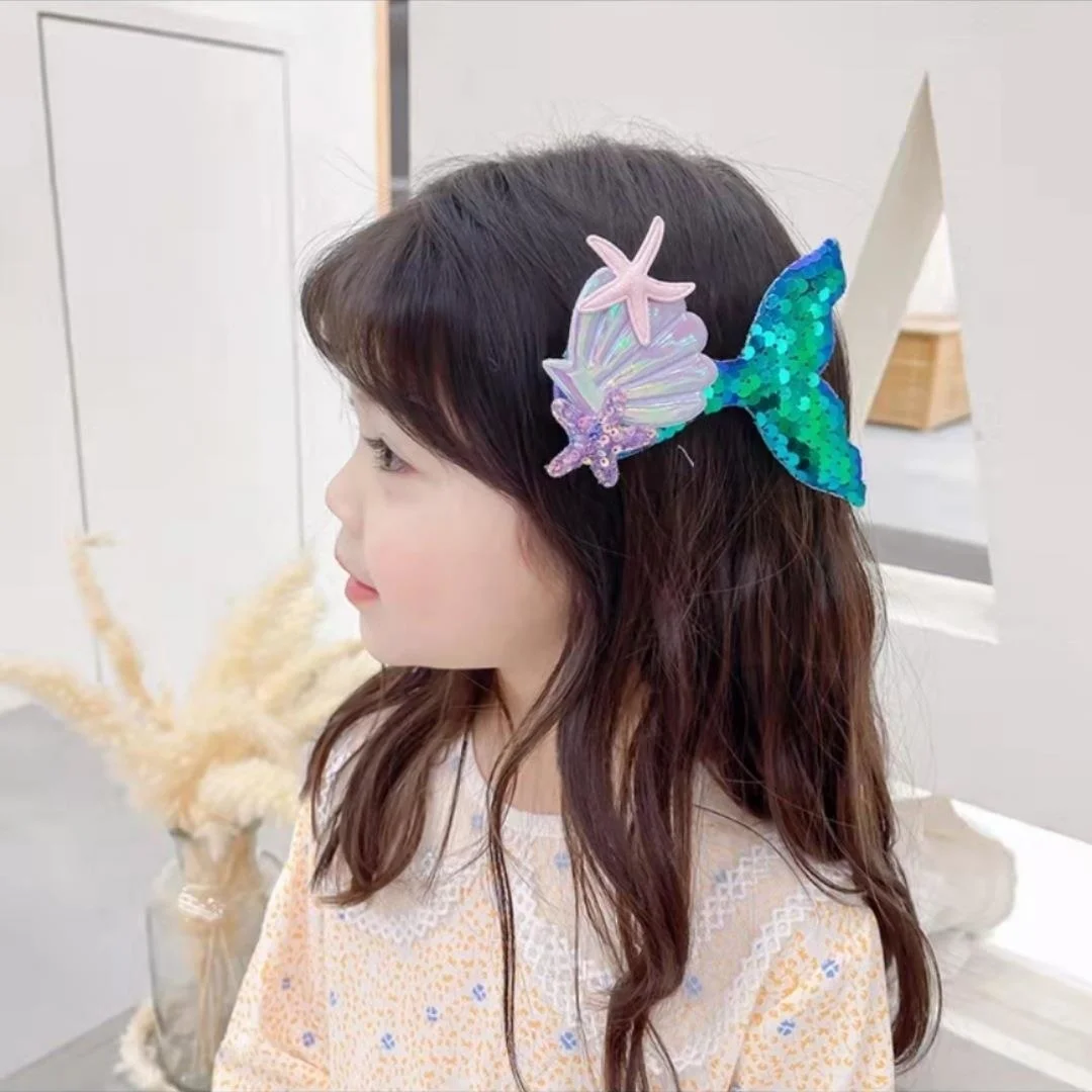 1PC Neue Pailletten Fischschwanz Shell Seestern Nette Prinzessin Baby Mädchen Haarnadeln Haar Clips Kinder Headwear Kinder Haar Zubehör – Detail 21