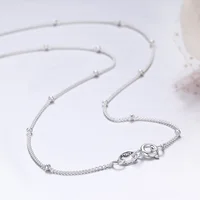 35-80 cm 1mm mince pur 925 perles en argent Sterling chaîne gourmette colliers ras du cou femmes filles bijoux Kolye Collares Collier Ketting 1