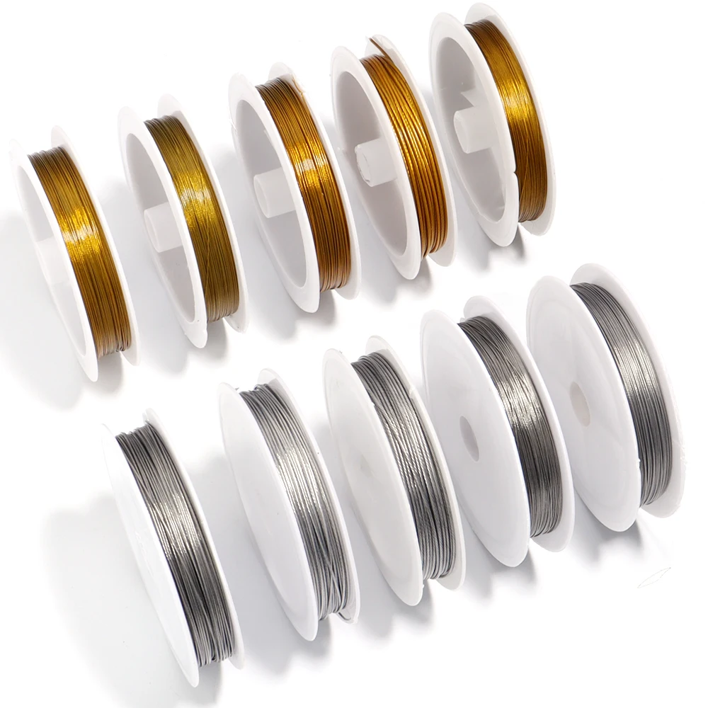 1 Rolle Gold Farbe Edelstahl Draht Perlen Seil Schnur Handwerk Bailing Draht für DIY Halskette Armbänder Schmuck machen Ergebnisse – Detail 6