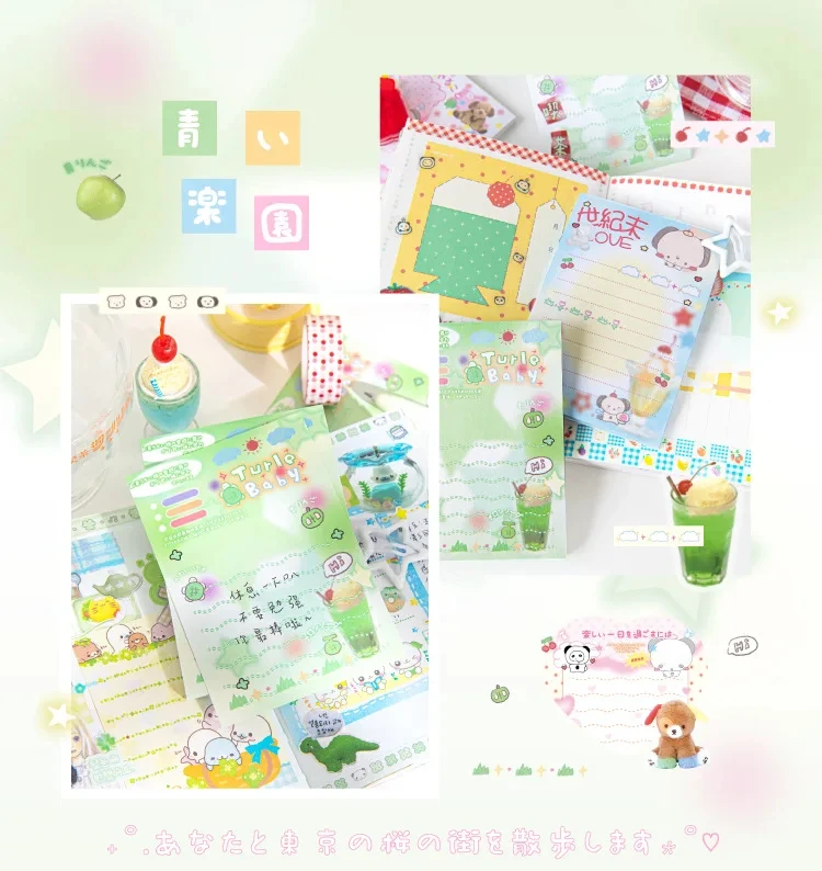 Cute Japanese Memo Pads - 50 Sheets Old-Fashioned Message Paper for DIY Journals