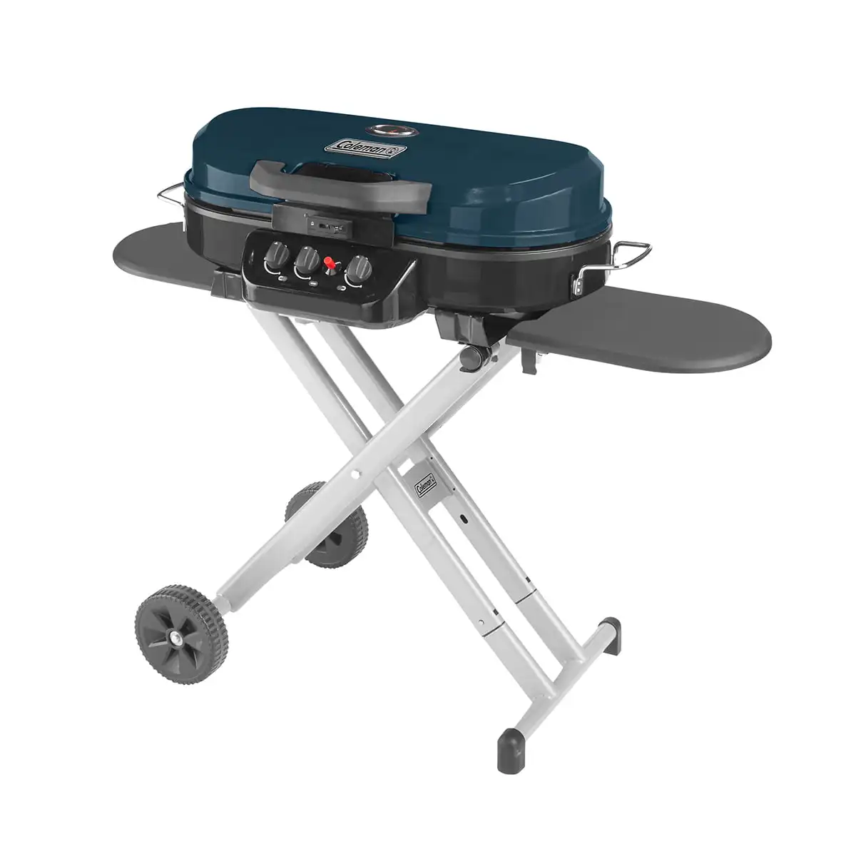 

Coleman RoadTrip 285 Standup Propane Gas Grill, Blue Up To 20,000 BTUs of Grilling Power and 285 Sq. in. of Cooking Area