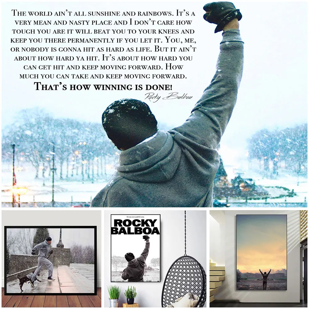 Рокки Бальбоа, холст, плакат, боксеры, искусство на стену, бокс, спорт, домашний декор, из фильма «Рокки» без рамки
